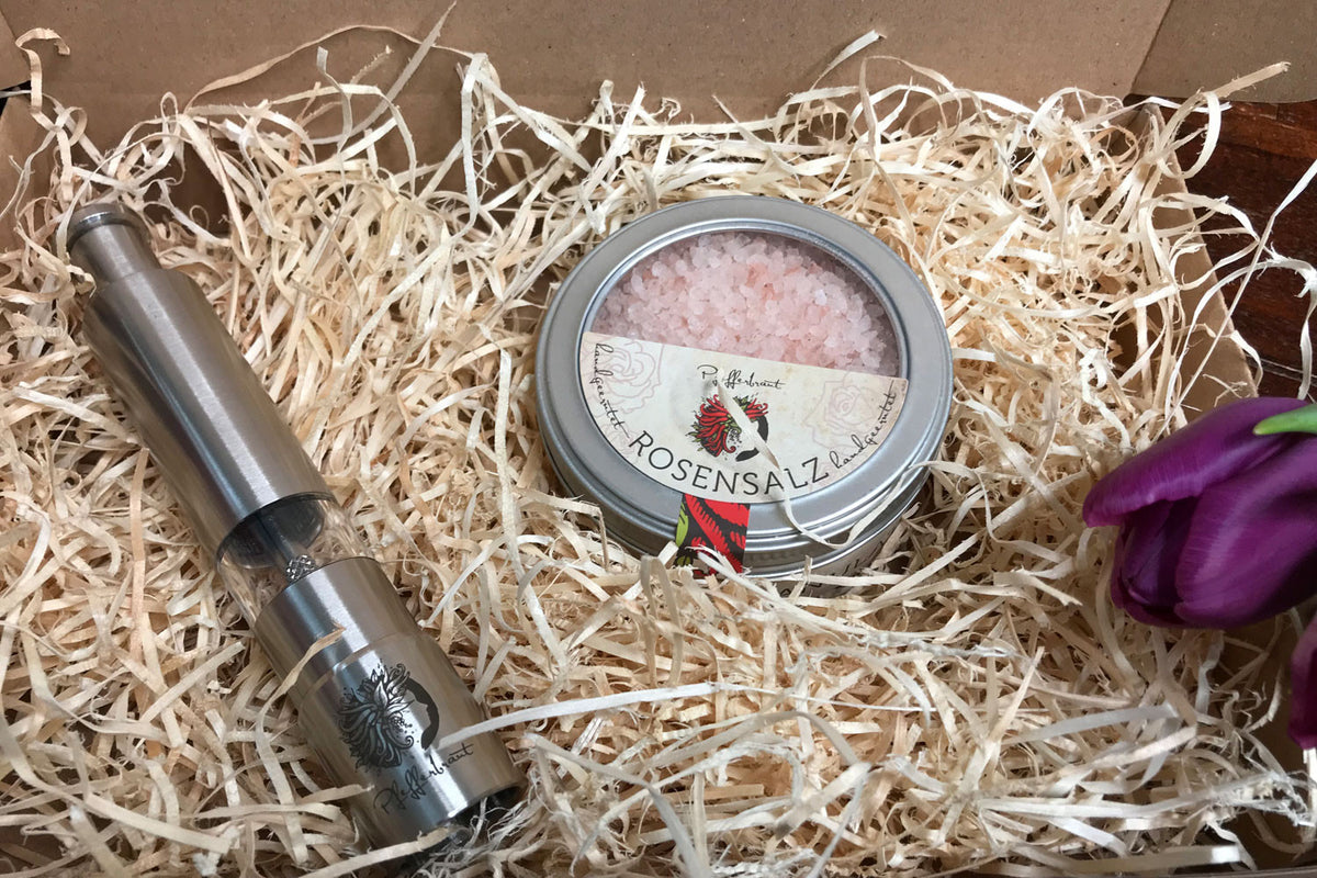 Geschenkset Mühle mit Rosé-Salz