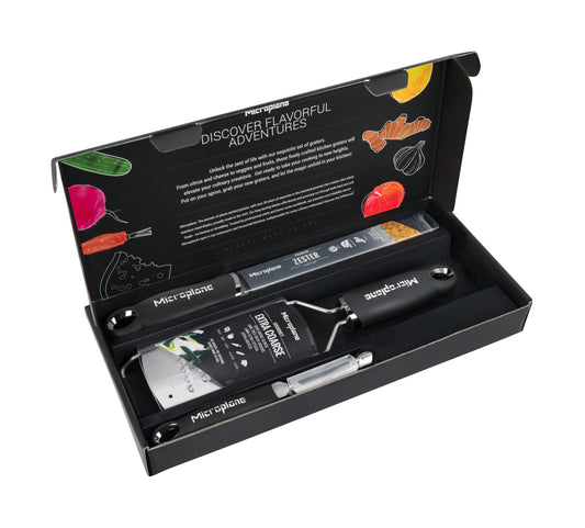 Microplane Gourmet Reiben Set mit Profi-Schäler Geschenkset